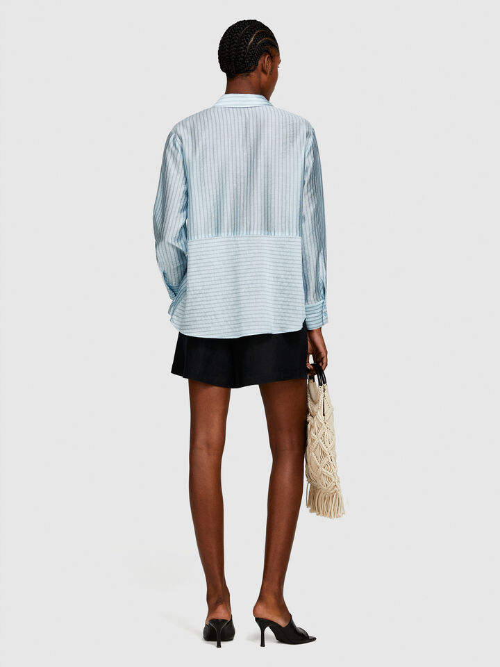 100% linen shorts - women's shorts - Black | Sisley image number 3